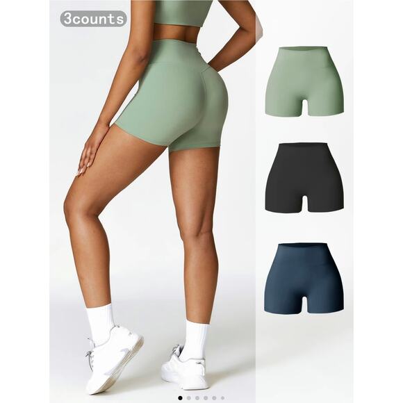 Women's Solid High Waist Gym‎ Yoga Spandex Running Shorts Small/Medium - Picture 1 of 10